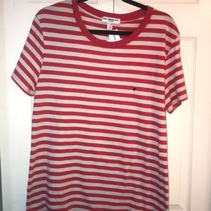 NWT Red&White stripes classic Tee with heart logo